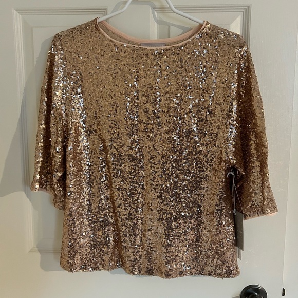 Blush/champagne sequined top - Picture 1 of 2
